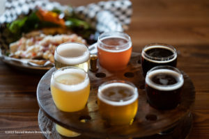 A beer flight at Sacred Waters Brewing Co. 