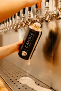 Cambie growler at a tap