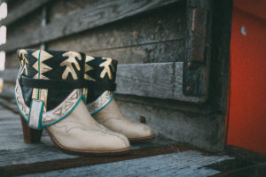 Beige and Black decor boots by Canty Boots